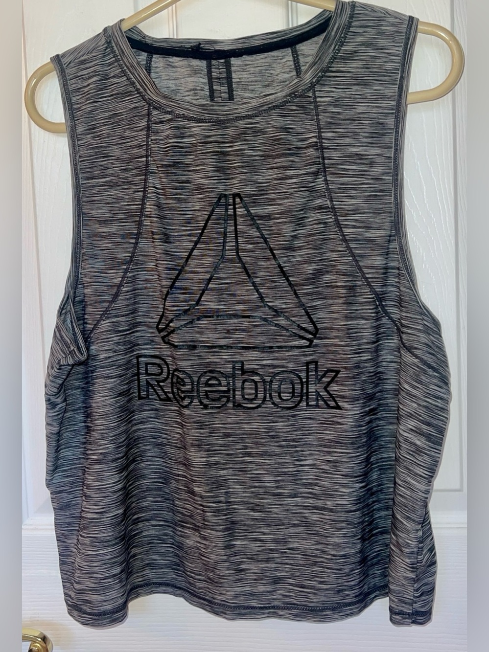 Reebok Gray Sleeveless Muscle Tank Top Women’s Sz L Racerbacka
